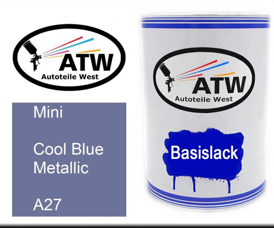 Mini, Cool Blue Metallic, A27: 500ml Lackdose, von ATW Autoteile West.